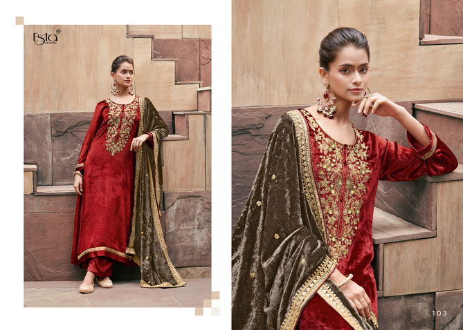 Naqush By Esta Silk Velvet Designer Wedding Salwar Suits Wholesale Shop In Surat